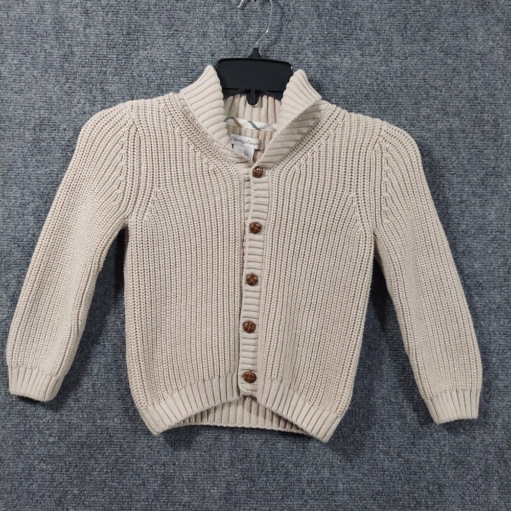 Tommy Bahama Sweater Kids 4T Beige Chunky Knit Button Cardigan Collared Toddler